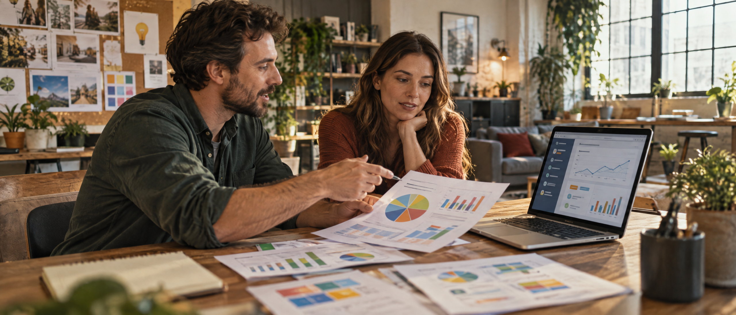 Paid advertising specialist explaining campaign choices to a client